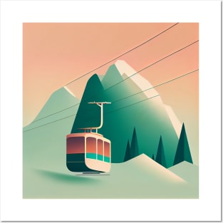 Mountain Ski Gondola illustration Posters and Art